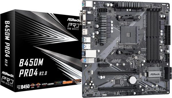 ASRock B450M Pro4 R2.0 AM4 Micro ATX Motherboard