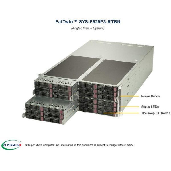 Supermicro SYS-F629P3-RTBN FatTwin SuperServer 4 Nodes, 3TB RAM 4U Server